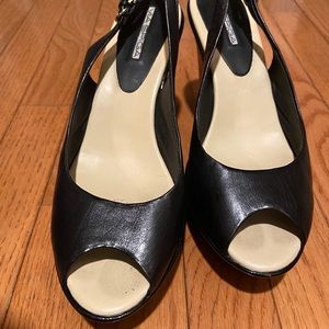 Peep-toe Wedge sling back heels